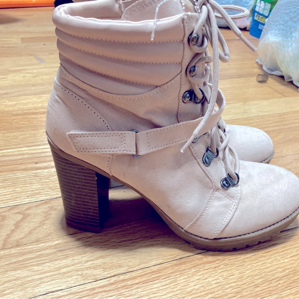 Pink heeled boots